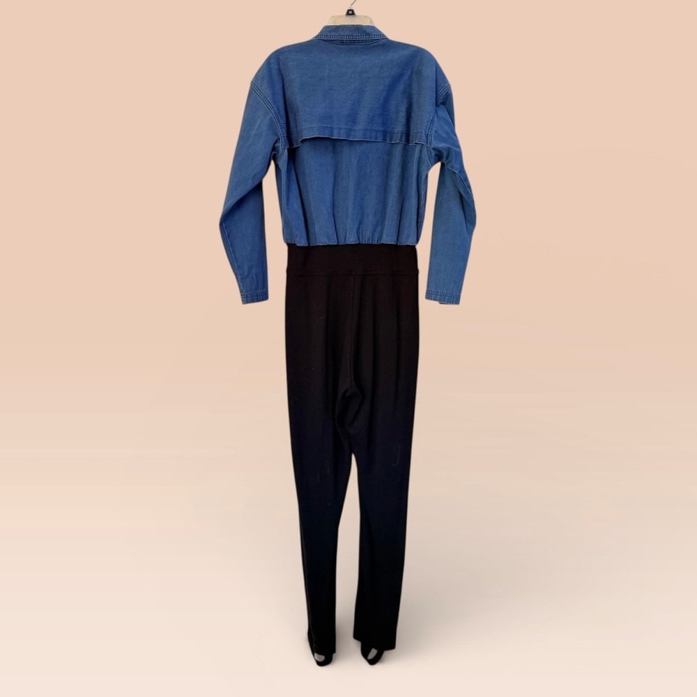 Vintage denim jumpsuit with black leggings - Picture 2 of 9